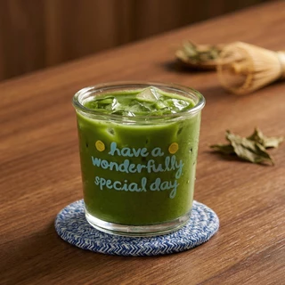 (พร้อมส่ง) แก้วใสหนา ลาย wonderfully Day 400ml. คุณภาพดี แก้วมัทฉะ แก้วกาแฟ