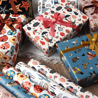 กระดาษห่อของขวัญลายสัตว์น่ารัก 50x70cm Cute Animals Pattern …