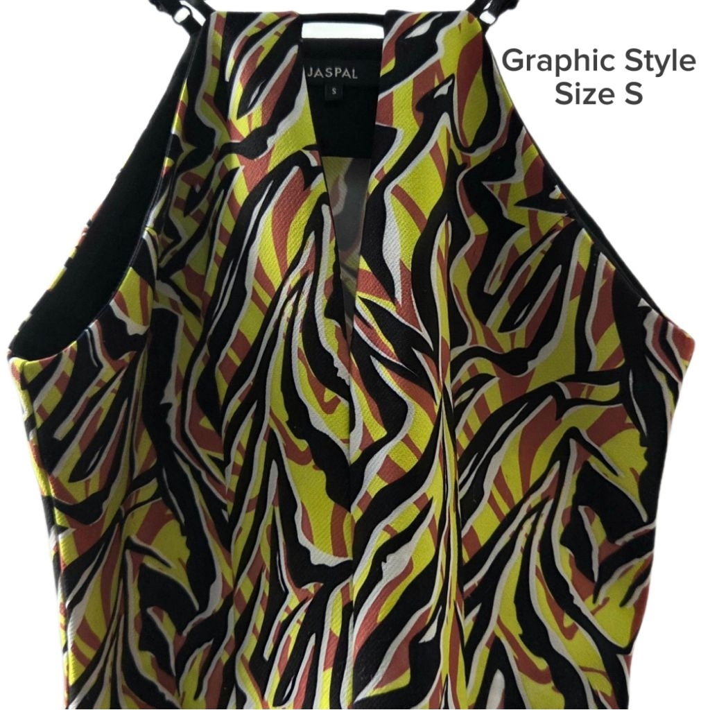 JASPAL เสื้อครอปสายคล้องคอ ลายกราฟิก สีสด เสื้อแฟชั่นผู้หญิง (Size S) มีตัวเดียว