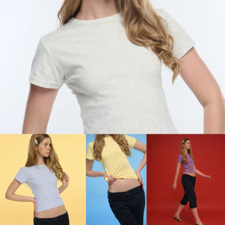 (ใหม่! เอวหัก ยืดหยุ่นสูง) CVC Baby Tee Super Slim – Seamless