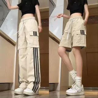 ADIDASกางเกงคาร์โก้ 2IN1 แบบถอดขาได้ ดีไซน์หลายกระเป๋า สไตล์แฟชั่นลำลอง สำหรับผู้ชายและผู้หญิง