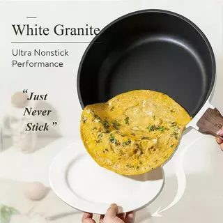 GAOBOOS กระทะก้นแป้น 20 ซม. เคลือบไทเทเนียม Non-Stick ทนทาน 2 เท่า ใช้ได้กับทุกเตา