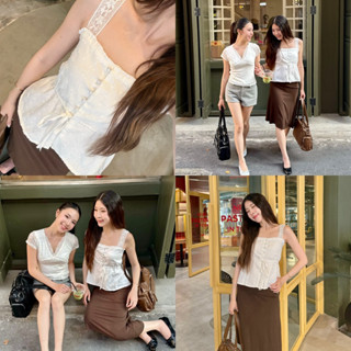 3pcs.basket Tiny bloom top เสื้อสายลูกไม้