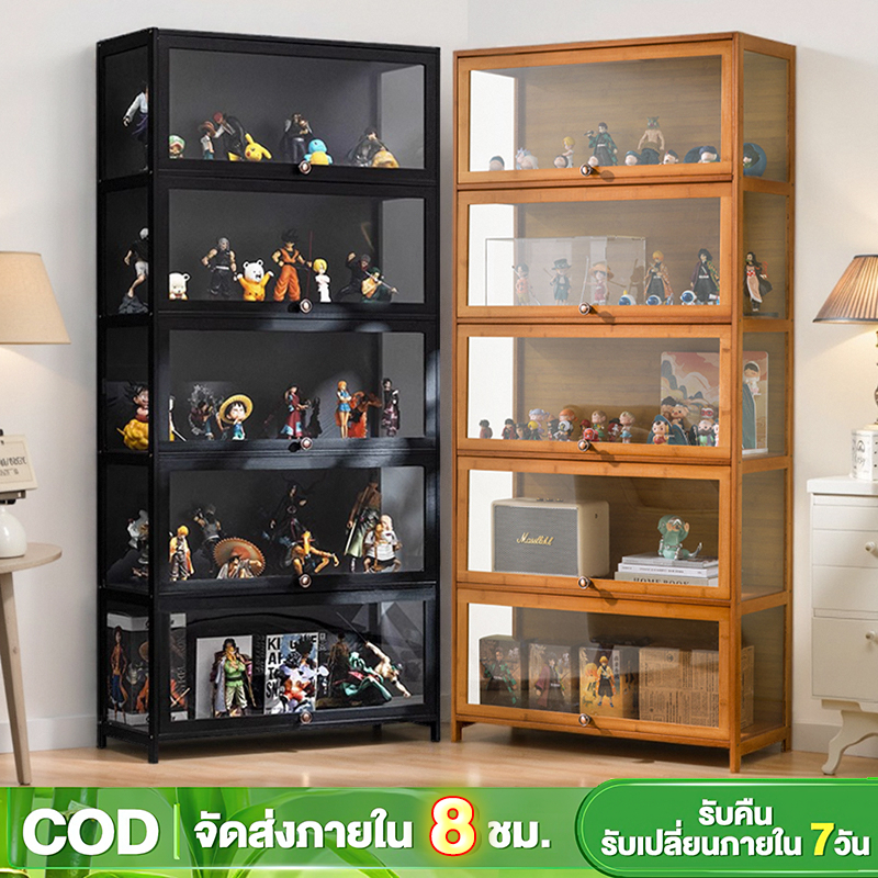 ตู้กระจก ตู้เก็บของ ตู้โชว์กระจก ตู้โชว์โมเดล ตู้โชว์สินค้า ทำโดยไม้ไผ่ธรรมชาติ ทนทาน ของสะสม กันฝุ่นกันความชื้น