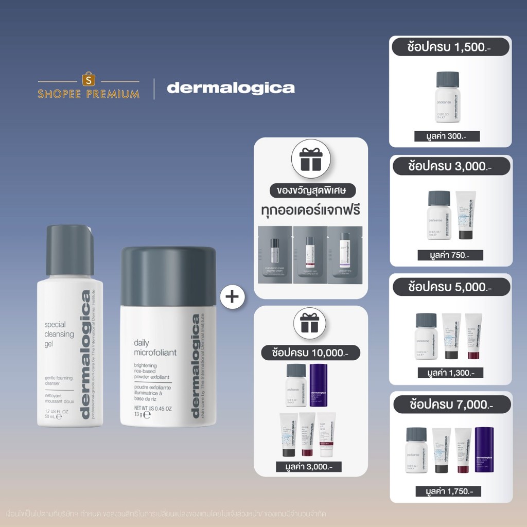 Dermalogica เซ็ตล้างหน้าและผลัดเซลล์ผิวขายดีอันดับ 1 [daily Microfoliant 13g + Special Cleansing Gel 50ml]