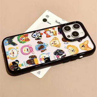 INS เหมาะสำหรับ iPhone 11 13 17 Pro Max 16 15 14 12 11 Pro Max Air 13Proเคสโทรศัพท์มือถือ TPUกันกระแทกรูใหญ่ลายการ์ตูนใส