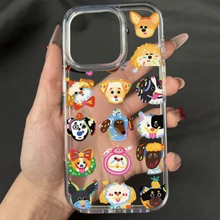 INS เหมาะสำหรับ iPhone 11 13 17 Pro Max 16 15 14 12 11 Pro Max Air 13Proเคสโทรศัพท์มือถือ TPUกันกระแทกรูใหญ่ลายการ์ตูนใส