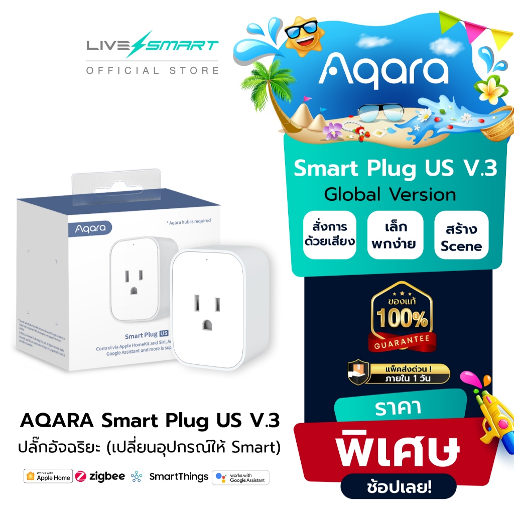AQARA Smart Plug USV.3 ปลั๊กอัจฉริยะ ปลั๊ก Wifi สั่งงานด้วยเสียง บ้านอัจฉริยะ Apple HomeKit SmartHom