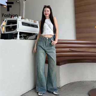 กางเกงยีนส์เอวสูง ทรงสวย ใส่แล้วขายาว 🦵 ทรงกระบอกใหญ่เกาหลี สไตล์ลิซ่า แมทง่าย ใส่ได้ทุกวัน ราคาถูกจริง