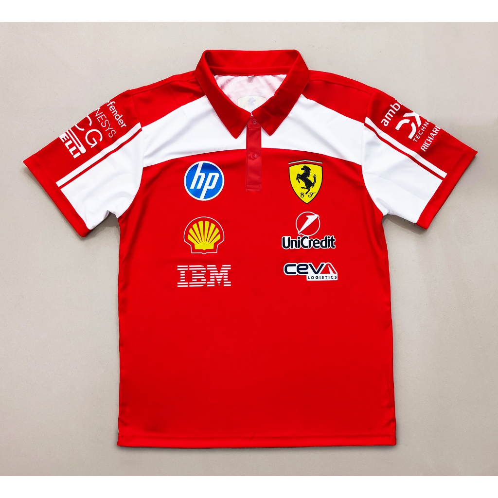 เสื้อโปโลฟอร์มูล่าวัน ทีม เฟอร์รารี่ #FM0184 พิมพ์ทั้งตัว ไซส์ S-5XL