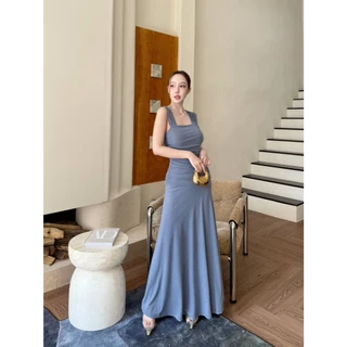 A1018 -ชุดออกงาน รุ่นแขนกุด ผ้ากลิตเตอร์ เดรสยาว ชุดไปงานแต่ง เดรสสวยๆ