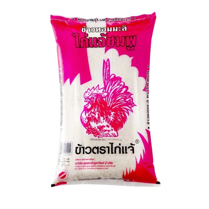 ข้าวหอมมะลิ ขนาด 5 kg ตราไก่แจ้ (ไก่แจ้ชมพู)