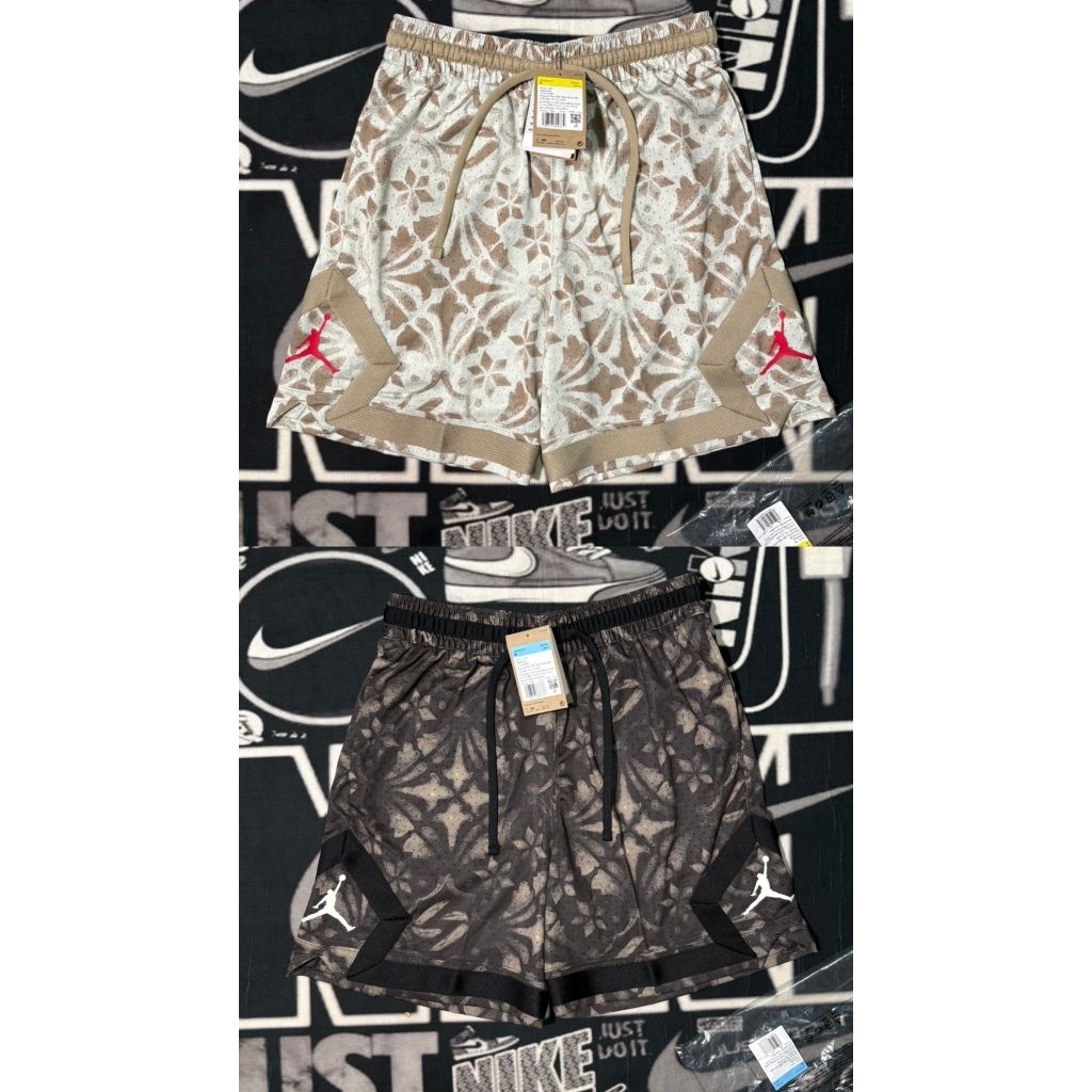 กางเกง Jordan Dri-FIT Men's Luka Dončić Diamond Shorts - Khaki/Varsity Red+Black/Sail มือ 1 ป้ายไทย 