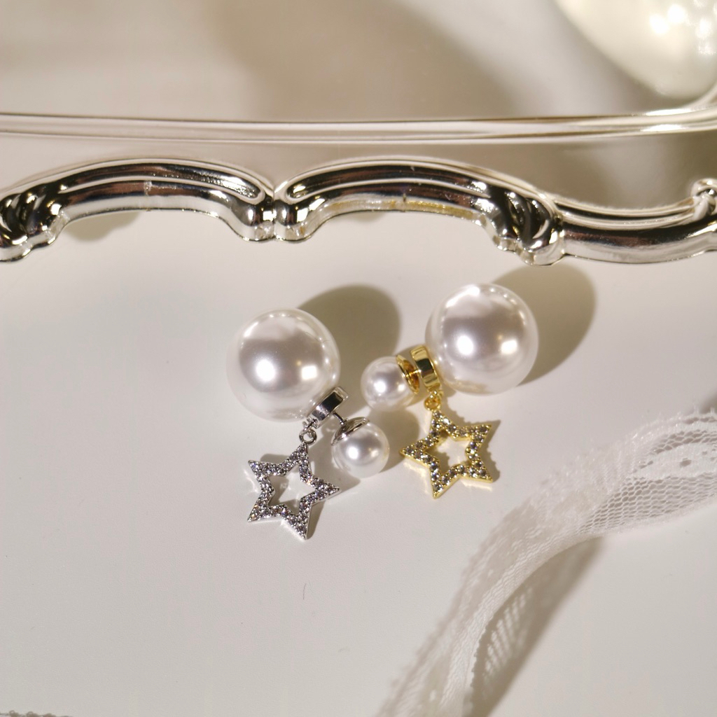 Socrush.bkk | (New Version) SPARKLE STAR earrings | SE-094 | ต่างหูมุก ดาว