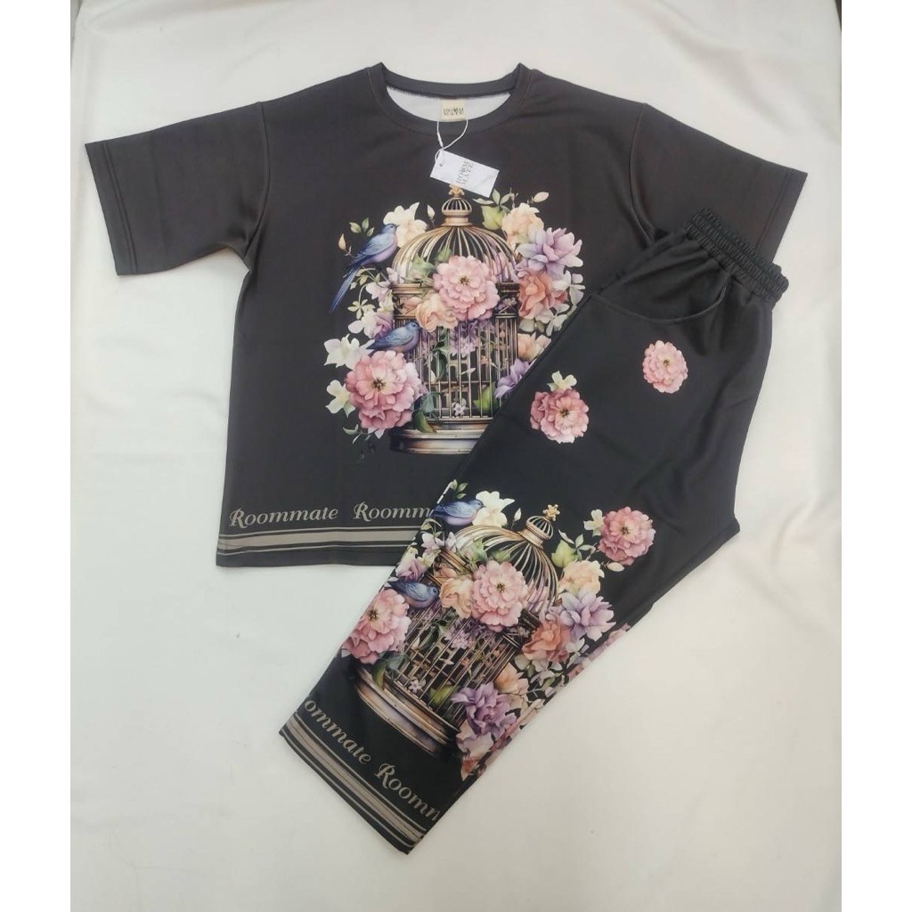 ชุดเซ็ท เสื้อแขนสั้น + กางเกง ขา 9 ส่วน ผ้าสกูบ้า ขนาดฟรีไซส์ มีหลายแบบให้เลือก