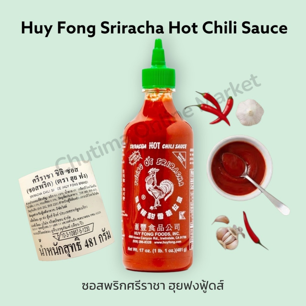 Huy Fong Sriracha Hot Chili Sauce ซอสพริกศรีราชา ฮุยฟงฟู้ดส์ The USA , KETO