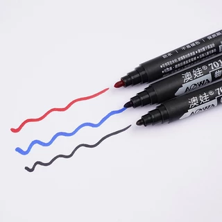10 ชิ้น ปากกามาร์เกอร์กันน้ำ หมึกแห้งเร็ว หัวกลม 3 มม สีแดง น้ำเงิน สีดำ ปากกาทำเครื่องหมายน้ำมัน