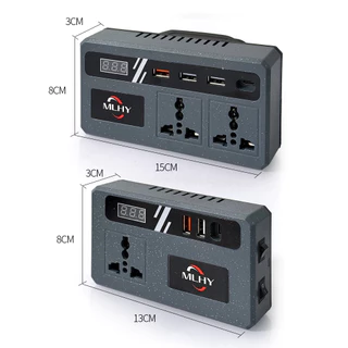 MLHY อินเวอร์เตอร์ไร้สายกำลังสูง 120 วัตต์ ตัวแปลงไฟ 21V ถึง 220V เต้ารับสากลเอาต์พุต USB 3 ช่อง