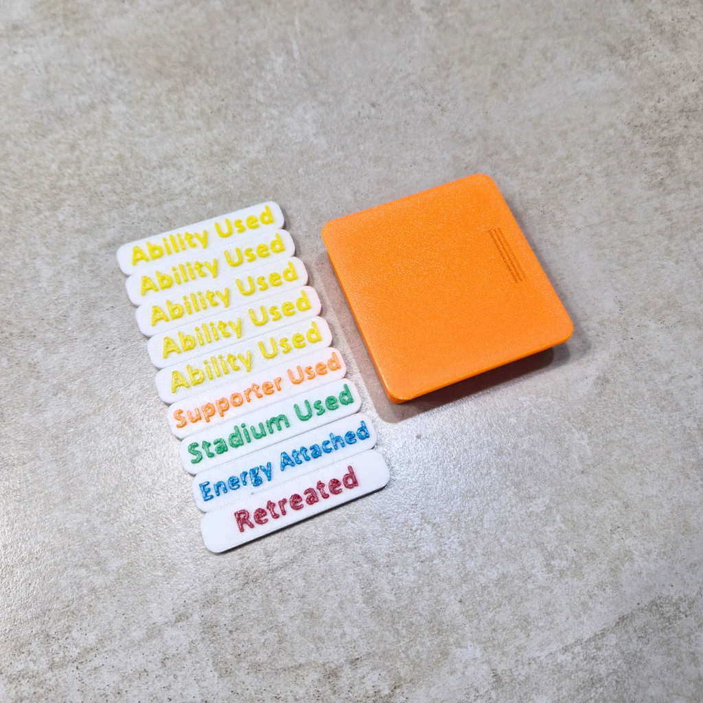 Pokemon TCG Tokens(Ability Used/Stadium Used/Supporter Used/Retreated/Energy Attached) & Box กล่องและชุดโทเคน [3D Print]
