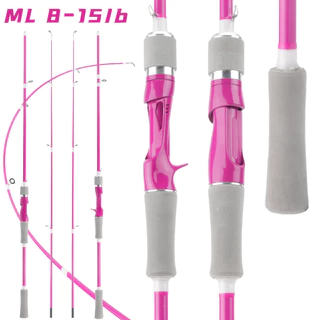 คันเบ็ดตกปลาคุณภาพสูง ML, รอกตกปลาสีชมพู + สาย PE สีชมพู เหมาะสำหรับตกปลาเบส/ปลาช่อน มีให้เลือกสองขนาด