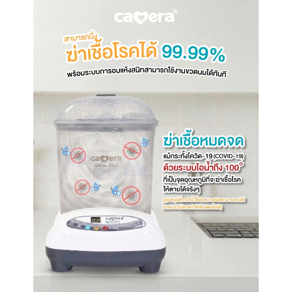 CAMERA | เครื่องนึ่งฆ่าเชื้อพร้อมอบแห้ง IONDRY 5 | อบลมร้อน ปล่อยประจุลบ | โหมดปลอดเชื้อ 28 ชั่วโมง ราคา ถูกที่สุด ดีลบีเคเค แกลเลอรีภาพที่ 7
