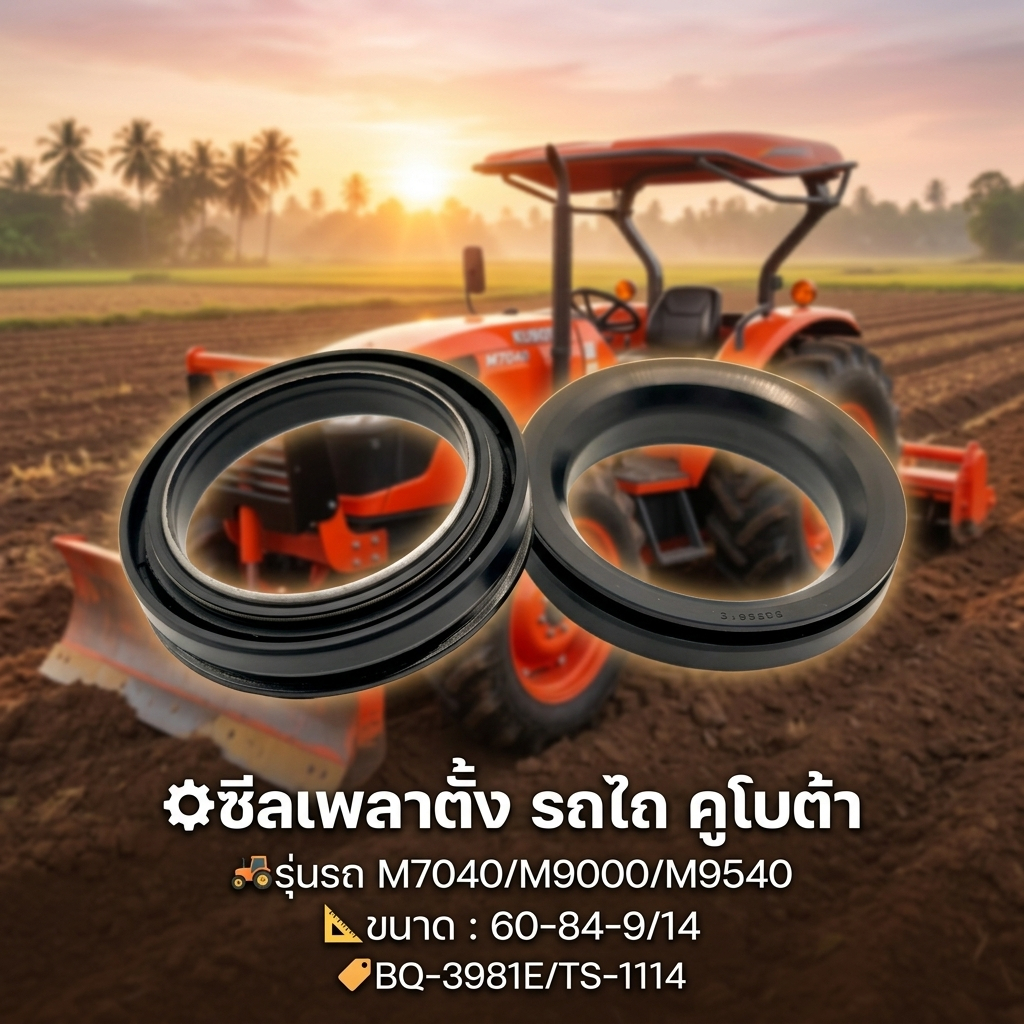 ซีลเพลาตั้ง รถไถ คูโบต้า รุ่นรถ M7040/M9000/M9540 ขนาด 60-84-9/14 BQ-3981E/TS-1114อะไหล่ ซีลกันฝุ่น 