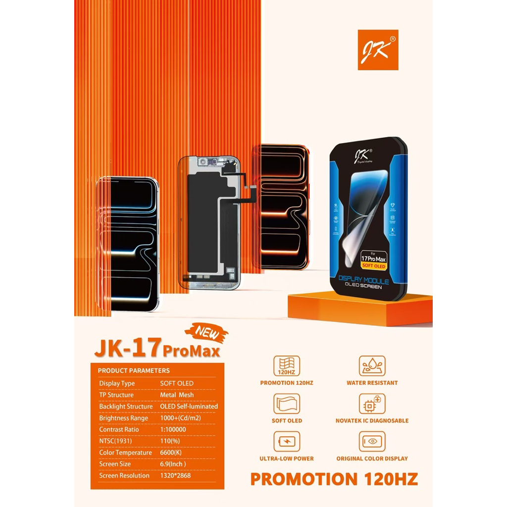 ชุดหน้าจอ for 16 pro max/17 pro max（JK Soft OLED）