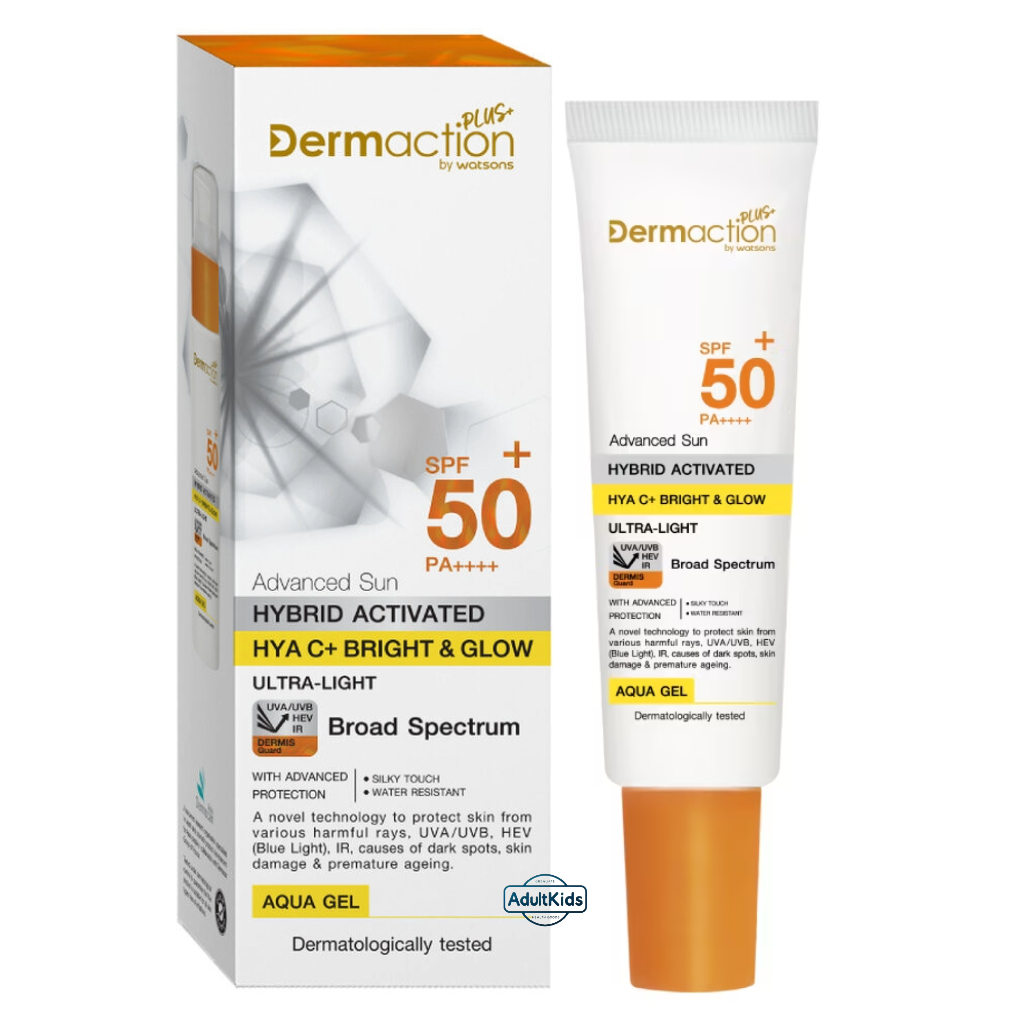 Dermaction Plus by Watsons เดอมาแอคชันพลัสบายวัตสัน แอดวานซ์ ซัน ไฮบริด ไฮยา ซี พลัส  อะควา เจล SPF50+ PA++++  20มล.