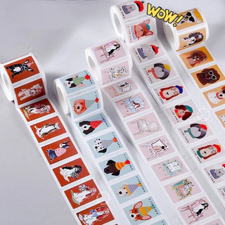 [พร้อมส่ง🇹🇭] สติ๊กเกอร์ลายแสตมป์รูปน้องหมา (ม้วน 200 ดวง) มีให้เลือก 5 แบบ
