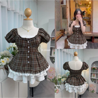 (อก30-42) เสื้อแขนตุ๊กตาสไตล์เกาหลี แต่งระบายลูกไม้และโบว์หวานทรงตุ๊กตา สาวอวบใส่ได้ อกได้ถึง 42 นิ้ว(เสื้ออย่างเดียว)