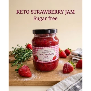 แยมสตอเบอรี่คีโต 200 , 360 ml. Keto strawberry jam no sugar ไม่มีน้ำตาลเบาหวานทานได้ เจ,คลีน ควบคุมน้ำหนักทานได้