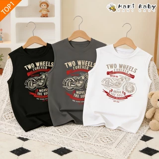 เสื้อกล้ามเด็ก เสื้อแขนกุดเด็ก ลายมอเตอร์ไซค์ ผ้านิ่ม ใส่สบาย ไซส์90-160