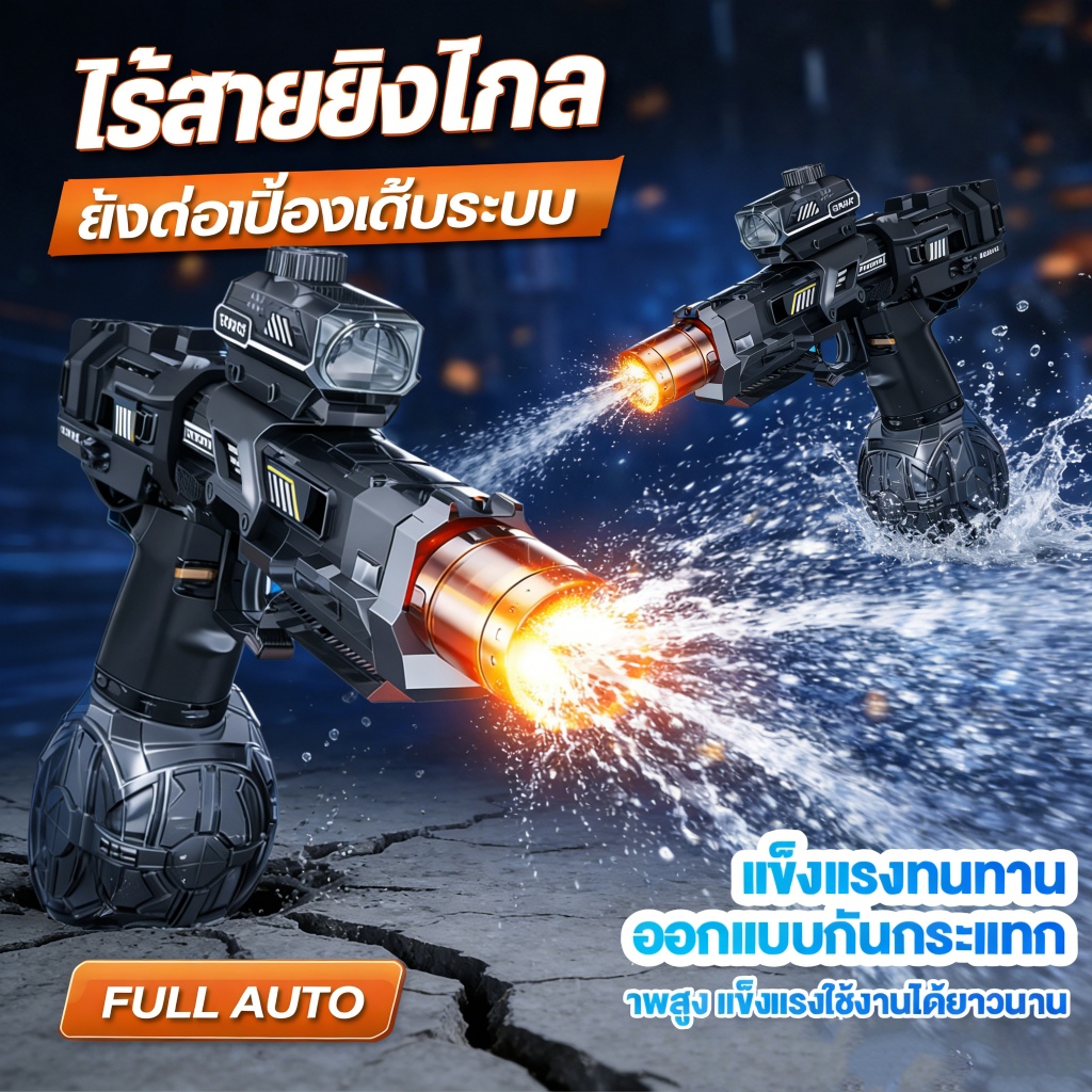 ปืนฉีดน้ำไฟฟ้า ปืนฉีดน้ำของเล่น อัตโนมัติ พิสัยไกล 4-5 เมตร ความจุขนาดใหญ่ พร้อมขวดน้ำภายนอก ปืนฉีดน้ำเด็ก สนุกสงกรานต์
