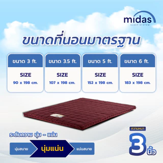 Midas ที่นอนยางพาราแท้ 100% หนา 3 นิ้ว รุ่น Refresh - Latex Made In Belgium ส่งฟรี