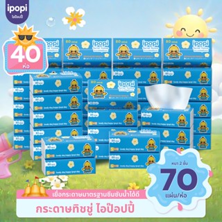 [เซ็ทคุ้ม40ห่อ] ipopi กระดาษทิชชู่แบบดึงห่อฟ้า ยืดหยุ่นนุ่มส…