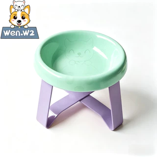 wen.W2 ชามใส่อาหารสัตว์พร้อมขาตั้ง ช่วยป้องกันกระดูกสันหลัง ชามอาหารสัตว์ทรงสูง