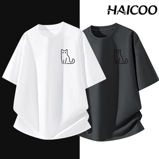 HAICOO เสื้อยืดผู้ชาย Cotton 100% ผ้าหนา 220G คอกลม สีพื้น ไม่ย้วย ไซส์ใหญ่ M-5XL