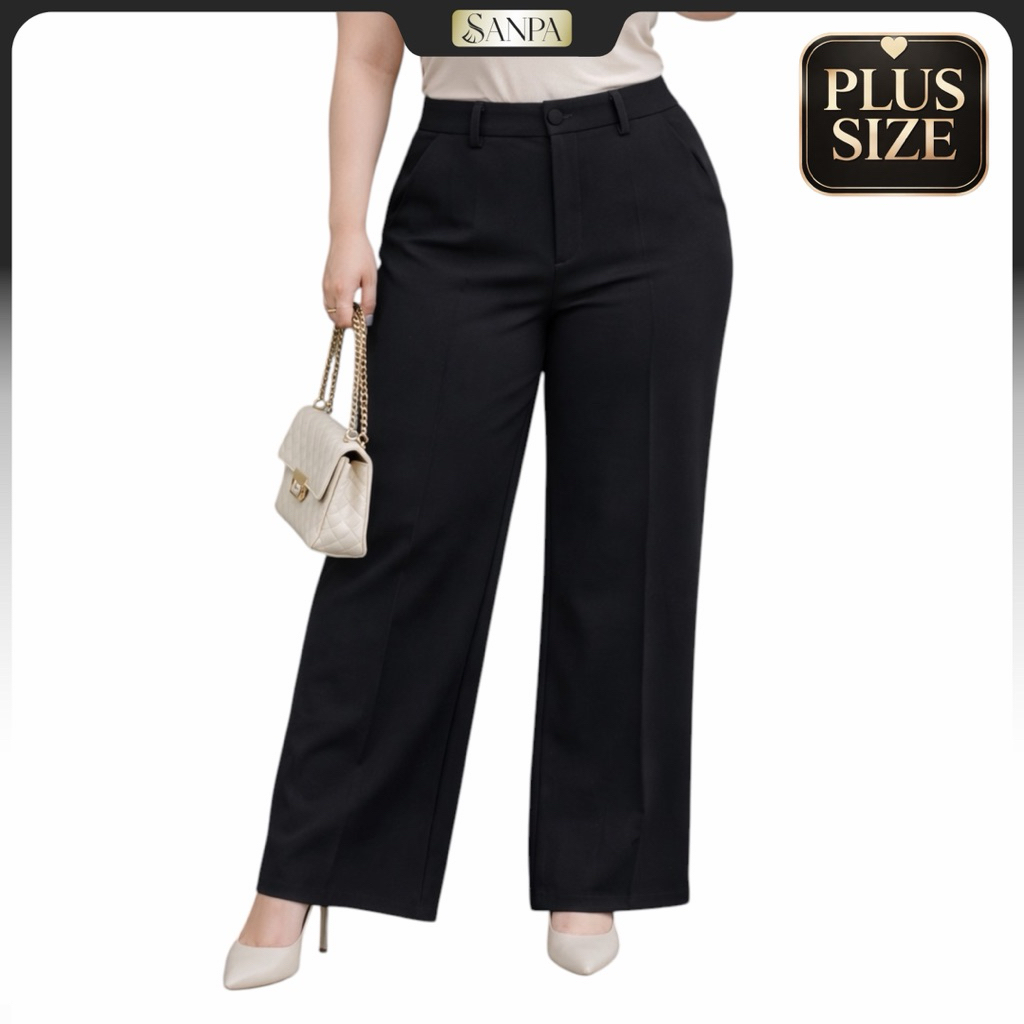 กางเกงขากระบอกใหญ่ผ้าโรเชฟ PLUS SIZE