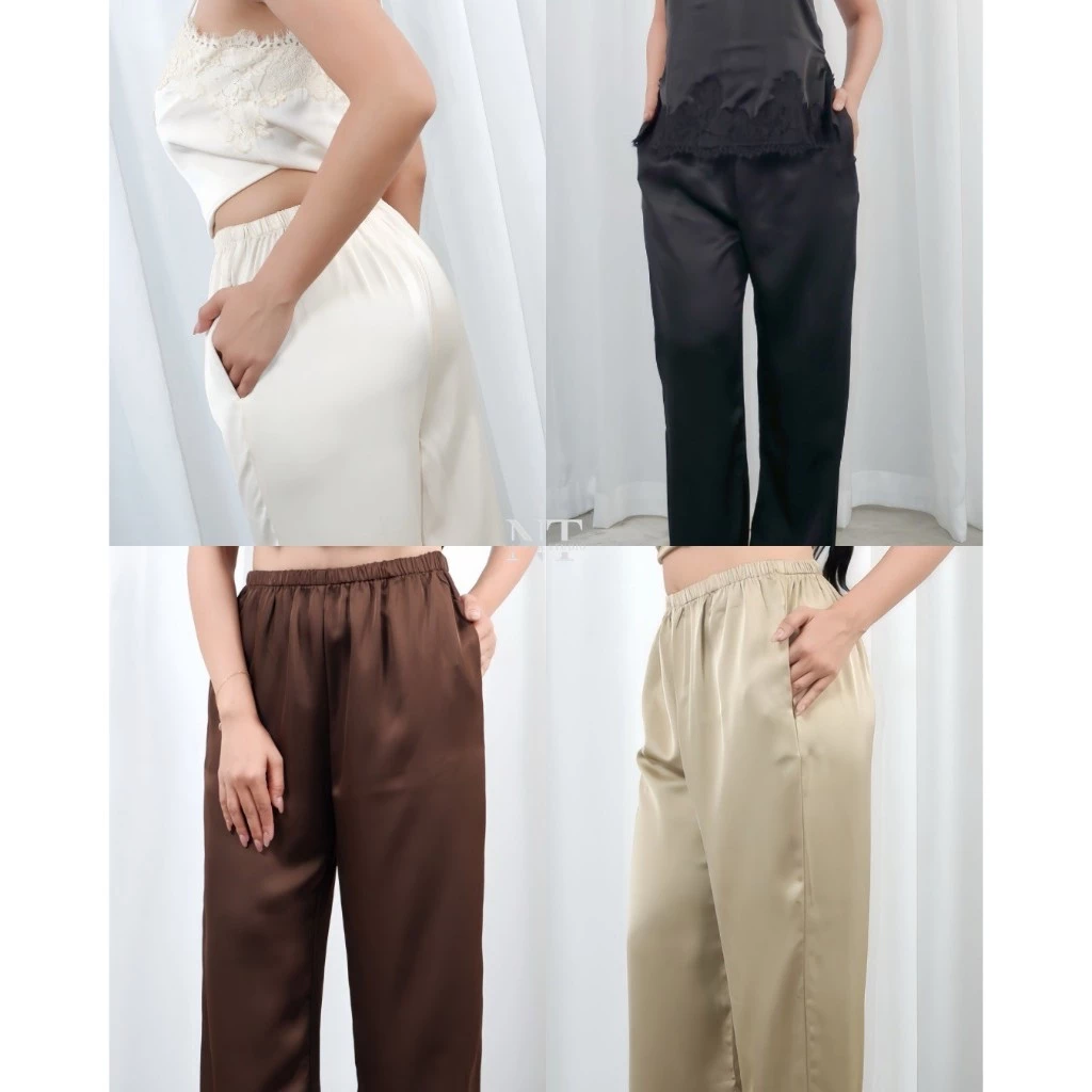 NATTHA.STUDIO : VELA SATIN PANTS กางเกงขายาวผ้าซาติน N002