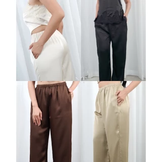 NATTHA.STUDIO : VELA SATIN PANTS กางเกงขายาวผ้าซาติน N002