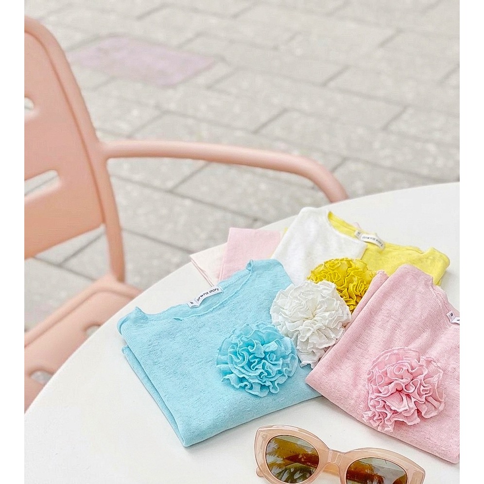 CAMELLIAS  เสื้อแขนยาวผ้าสลาฟ ปลายแขนแต่งดอกคามิเรีย รูปที่ 4