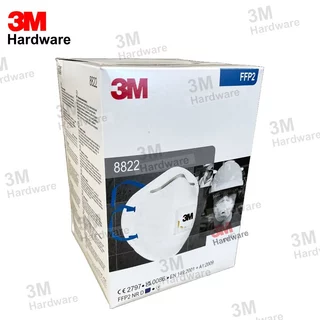 3M 8822 (ยกกล่อง 10 ชิ้น) มีวาล์ว หน้ากากสำหรับงานบัดกรี หลอมโลหะ FFP2 หน้ากากป้องกันฝุ่น และสารเคมี
