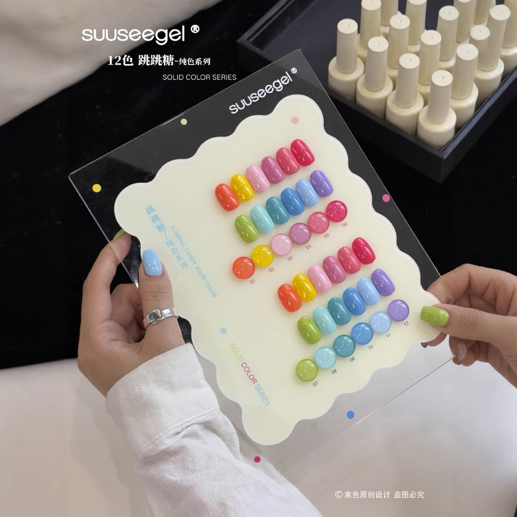 (PRE) 💗Suuseegel สีพื้นเนื้อเจลลี่ กึ่งไซรัป รุ่น Jumping Candy 12 สี ฟรีชาร์ท
