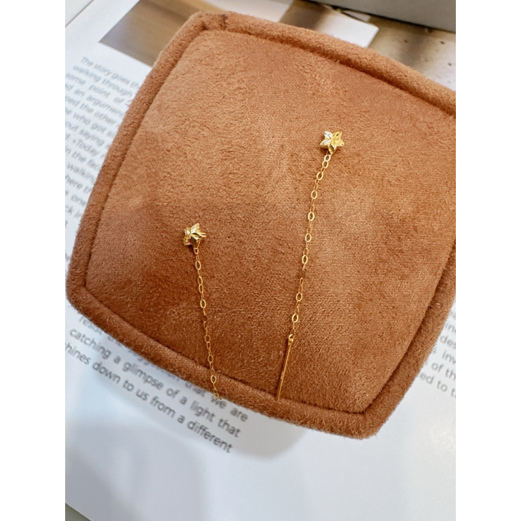 ต่างหูโซ่ดาวทองแท้ 18K weight  0.12gm สวยมากๆค่ะ