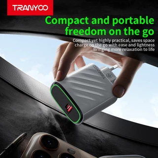 TRANYOO US9GaN ที่ชาร์จเร็วซูเปอร์ 2-in-1มีชิปอัจฉริยะGaNในตัว พร้อมสายข้อมูล Type-C คู่มือ ใช้งานได้กับอุปกรณ์ทุกชนิด