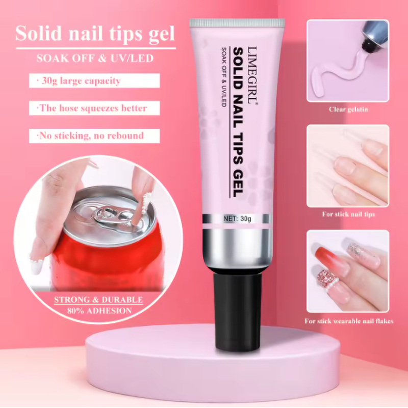 30g Solid Nail Gel Nails Glue for Press on Nails Soft Acrylic Nails Glue UV Cured Fake Nails Gel