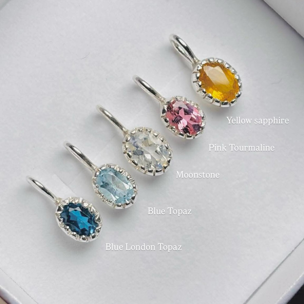 Winterwinter Jewelry Silver925 : เครื่องประดับเงินแท้925สร้อยคอพร้อมจี้ ทรงรี (เลือกพลอยได้)