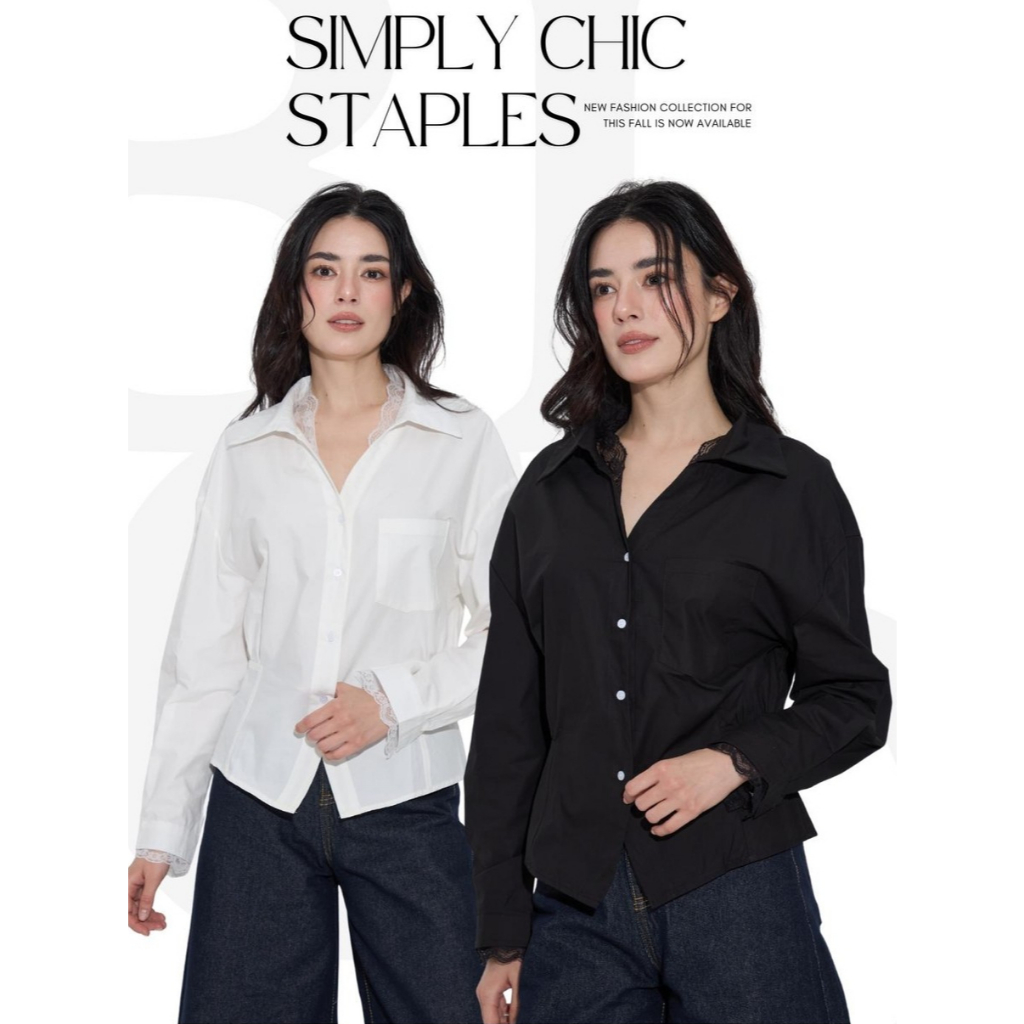 BCLS18 Simply Chic Staples - เสื้อเชิ้ตแขนยาวสีเบสิค