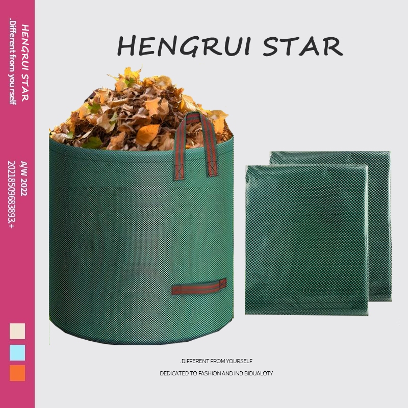 Hengrui Star 60-500L ถุงเก็บใบไม้ร่วง ถุงเก็บกิ่งไม้และใบไม้ ถุงใบสวน เก็บขยะโรงงานทำความสะอาดสวนสาธารณะ ถุงผ้า PP เบาพก