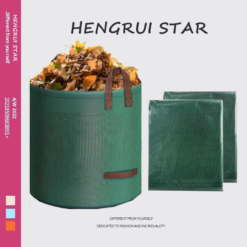 Hengrui Star 60-500L ถุงเก็บใบไม้ร่วง ถุงเก็บกิ่งไม้และใบไม้ ถุงใบสวน เก็บขยะโรงงานทำความสะอาดสวนสาธารณะ ถุงผ้า PP เบาพก